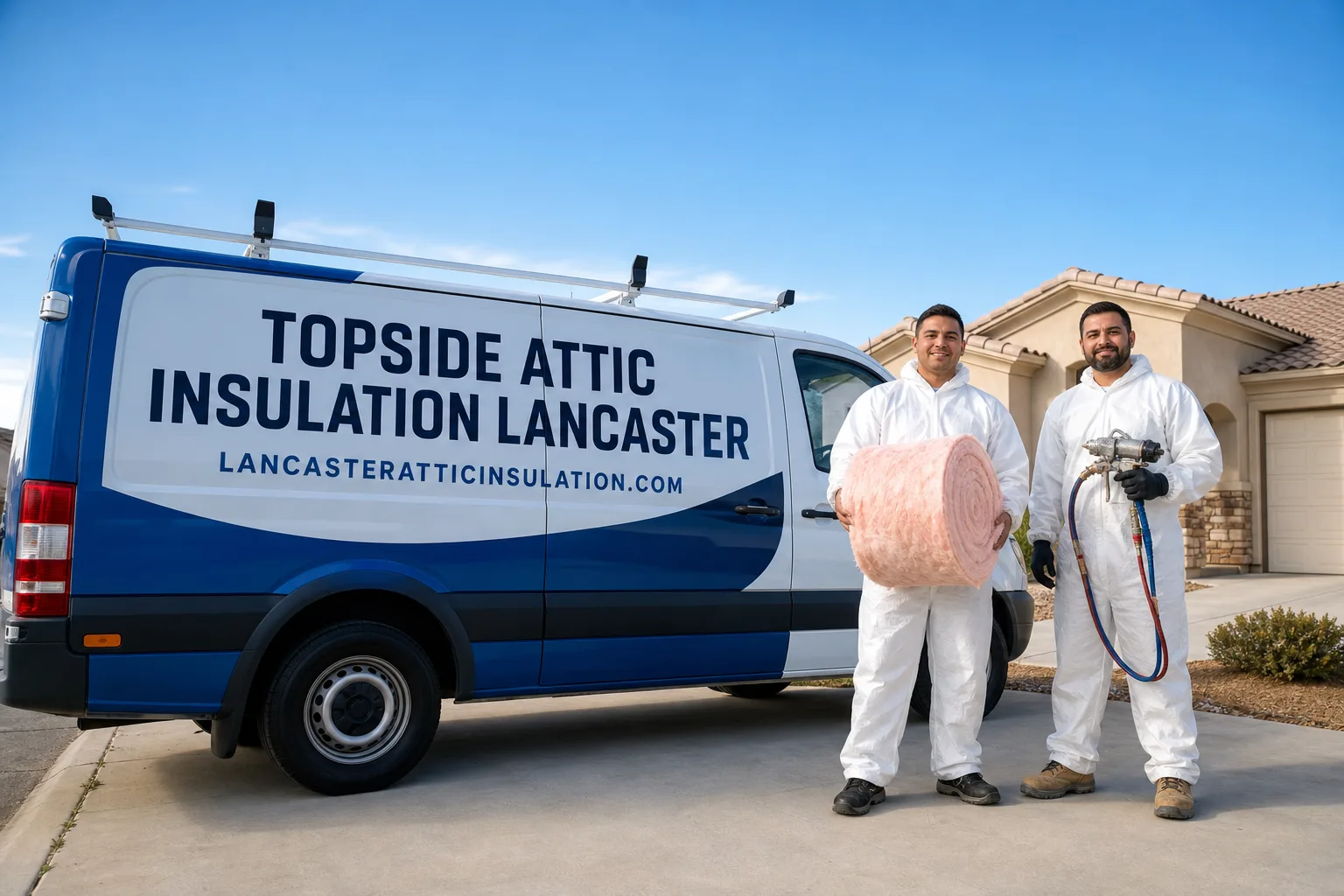 Topside Attic Insulation Lancaster insulation service vehicle and crew in Lancaster, CA